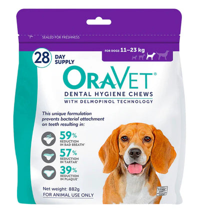 ORAVET Dental Hygiene Chews For Medium Dogs 11KG-23KG (28pcs)