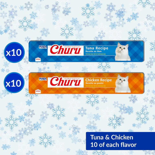 INABA Cat Churu Puree Tuna and Chicken Varieties Box 20P Holiday Edition