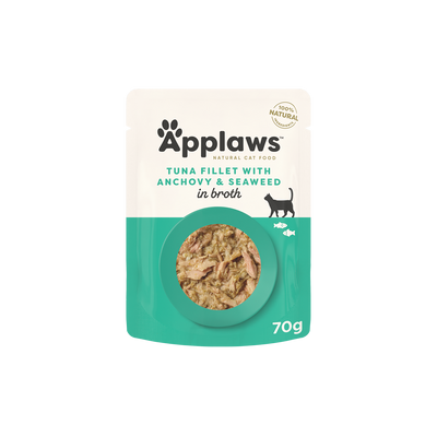 Applaws Tuna Fillet with Whole Anchovy in Broth Wet Cat Food Pouch 70g