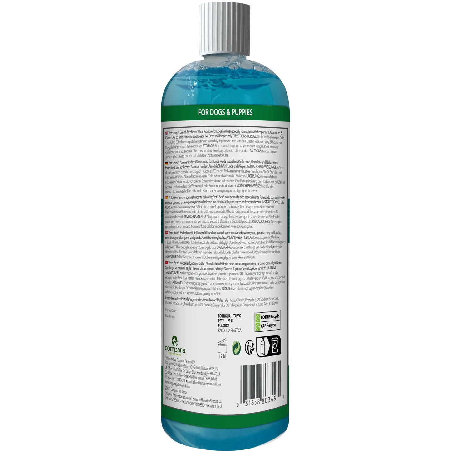 Vet's Best Dental Breath Freshener For Dogs & Puppies 500ml