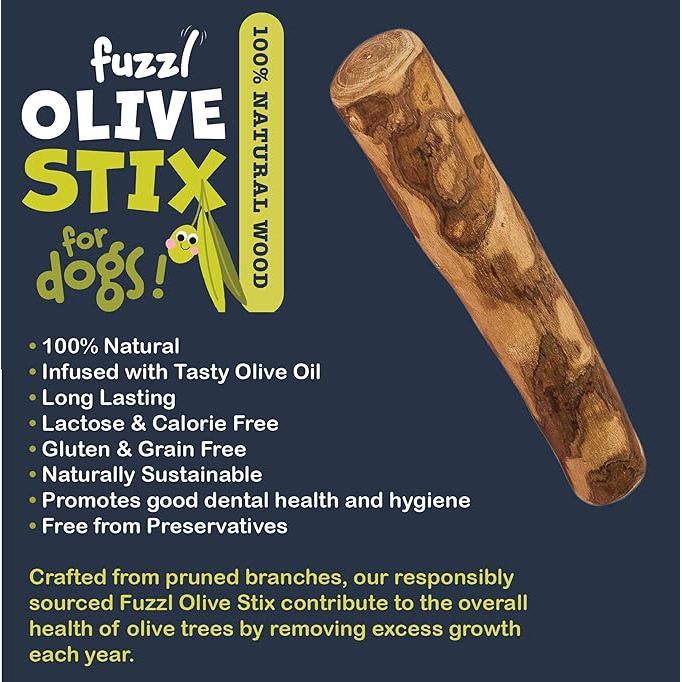 Fuzzl Dog Toy Olive Wood Stix