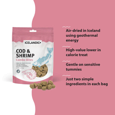 Icelandic+ Dog Treats Cod & Shrimp Fish Combo Bites 85g