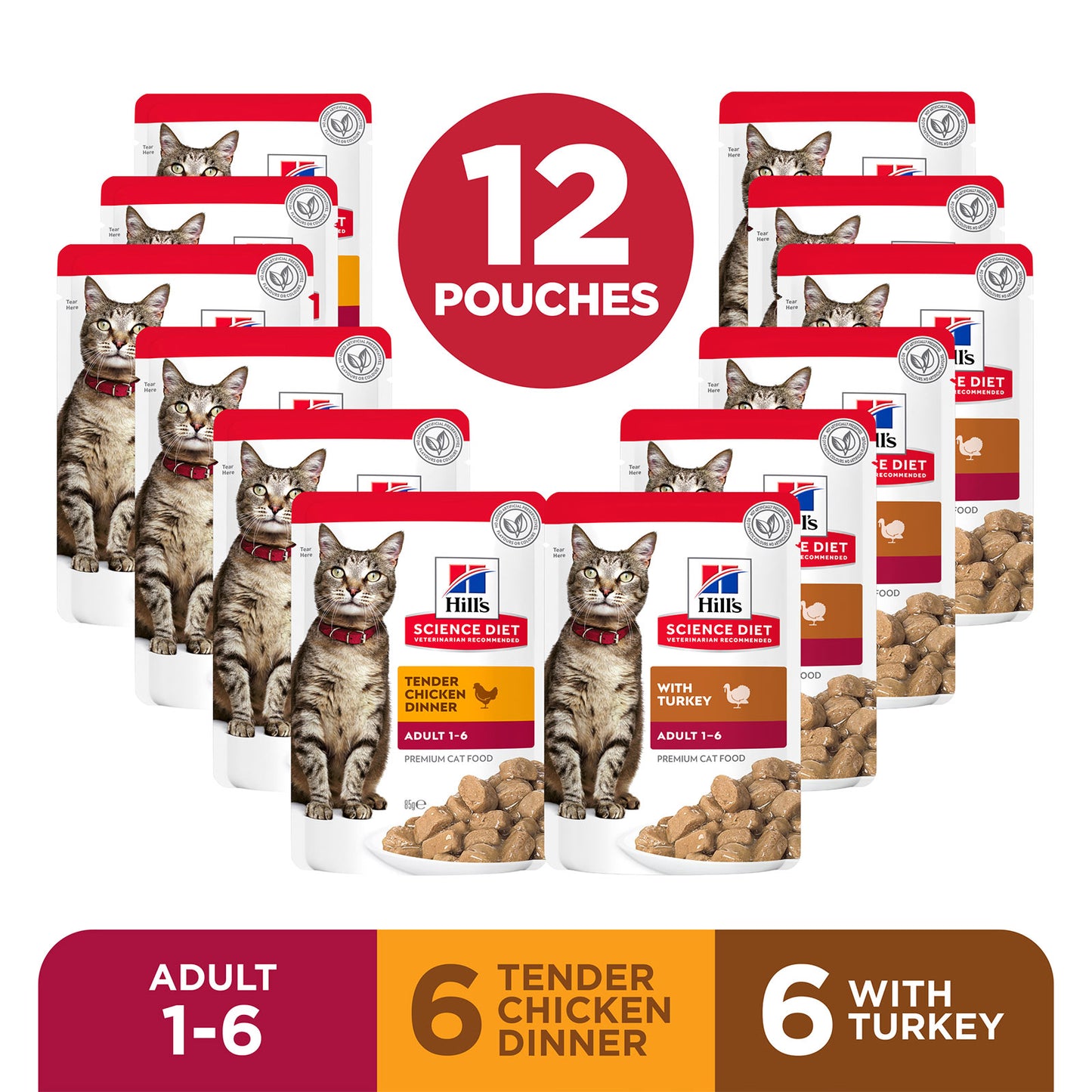 Hill's Science Diet Adult Cat Wet Food Poultry Selectio Variety Pack 80g x 12