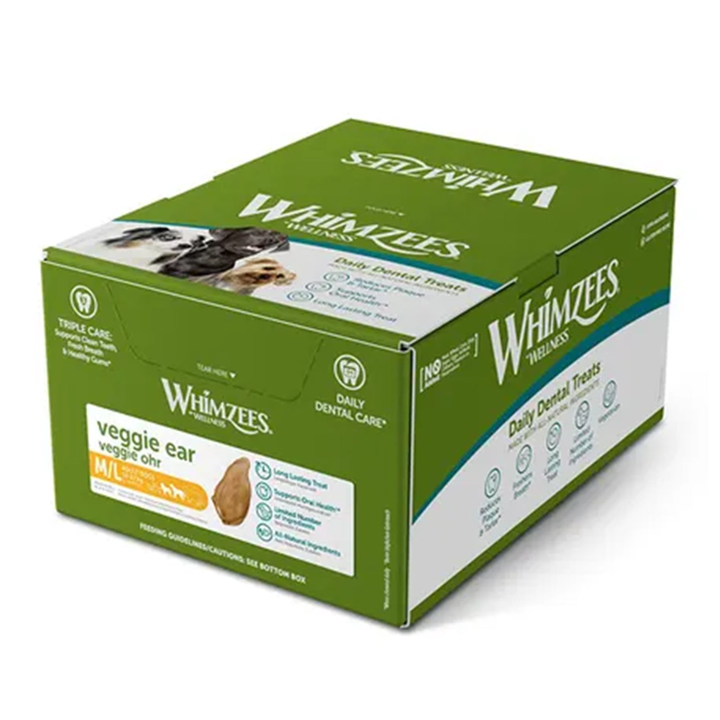 WHIMZEES® Dog Dental Treats Veggie Ear Bulk Box 18 Pack