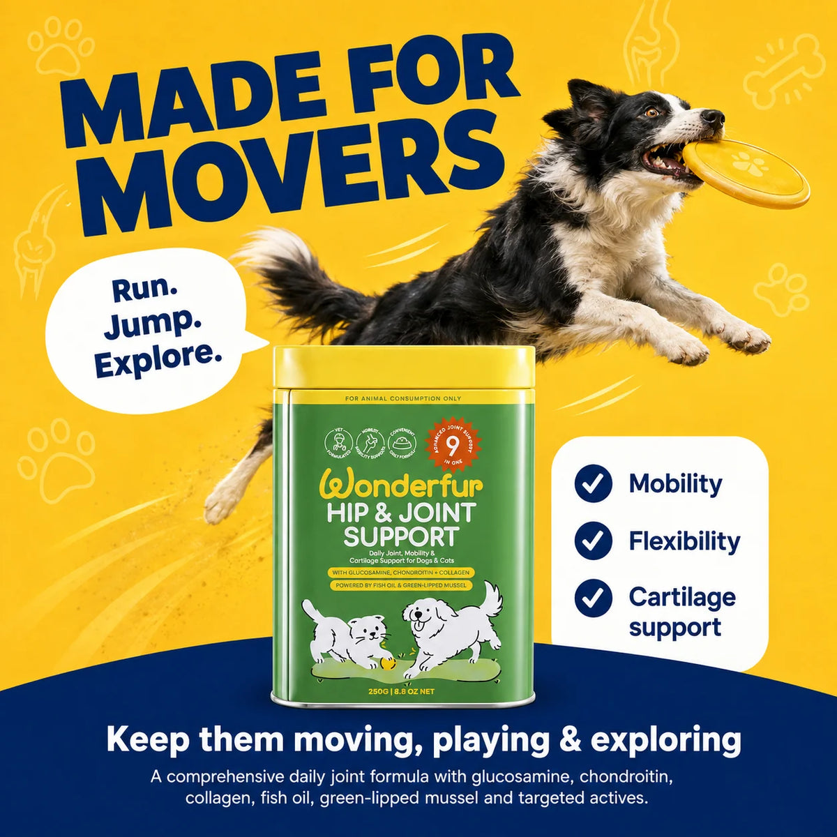 Wonderfur Hip & Joint Support for Dogs & Cats 250g