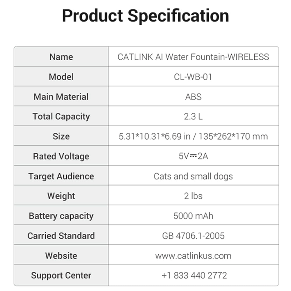 CATLINK Pure 3 AI Water Fountain – Wireless