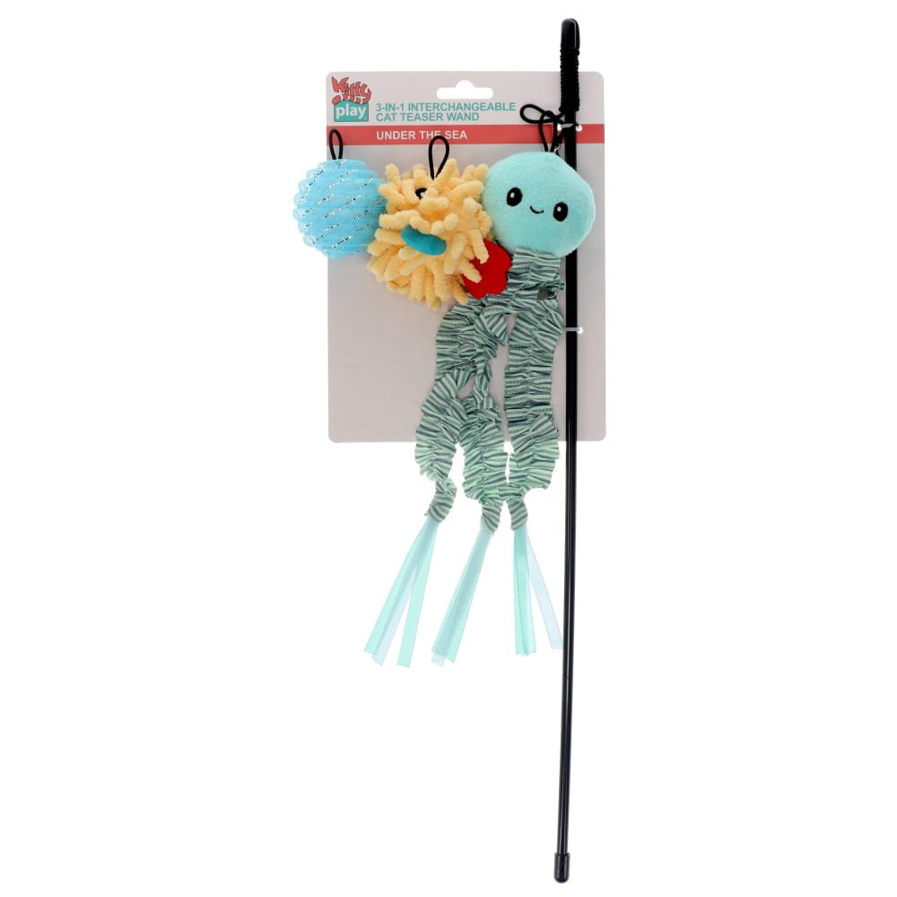 Kitty Play 3-in-1 Interchangeable Cat Teaser Wand Magical Under The Sea