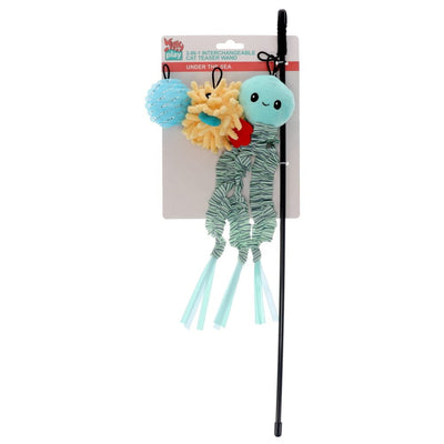 Kitty Play 3-in-1 Interchangeable Cat Teaser Wand Magical Under The Sea