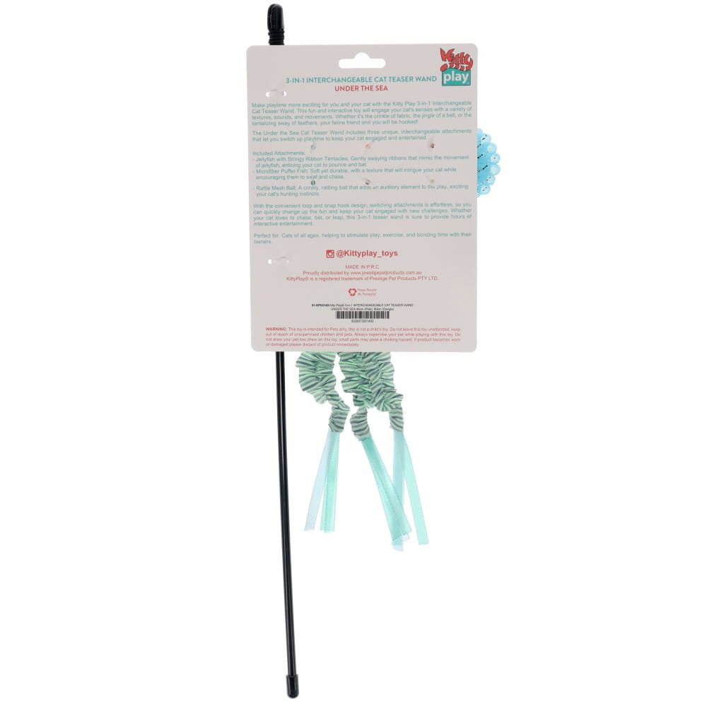 Kitty Play 3-in-1 Interchangeable Cat Teaser Wand Magical Under The Sea