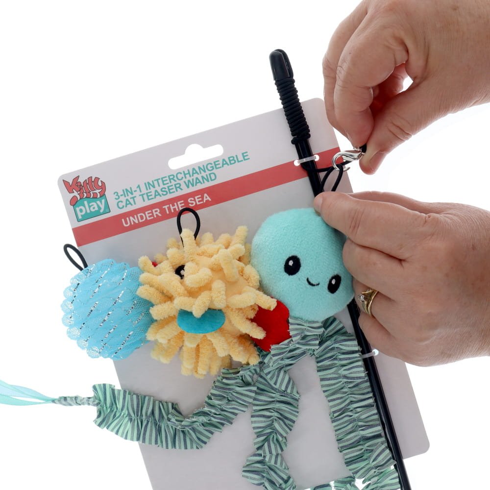 Kitty Play 3-in-1 Interchangeable Cat Teaser Wand Magical Under The Sea