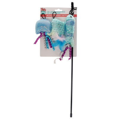 Kitty Play 3-in-1 Interchangeable Cat Teaser Wand Magical Sparkle Seaside Critters