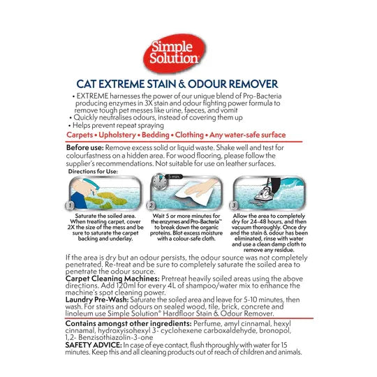 Simple Solution Extreme Stain & Odour Remover for Cats 500ML