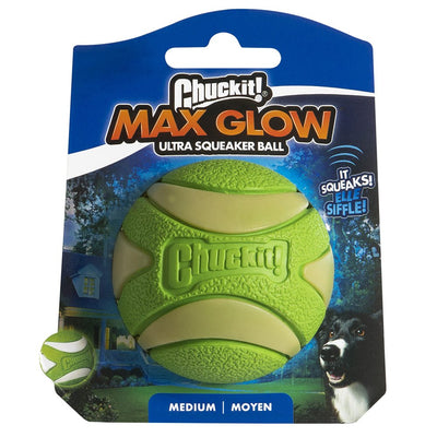 Chuckit! Dog Toy Max Glow Ultra Squeaker Ball Medium