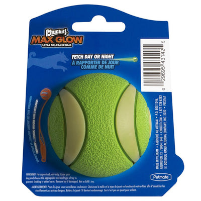 Chuckit! Dog Toy Max Glow Ultra Squeaker Ball Medium