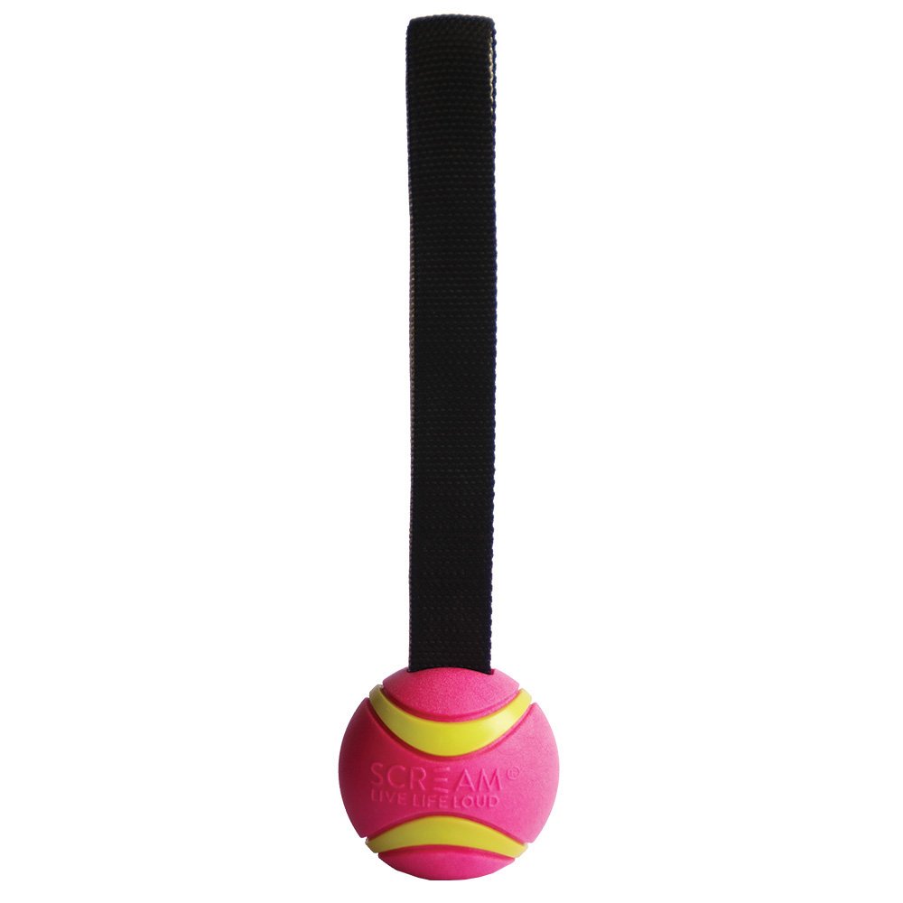 Scream Dog Toy Elite Ball Tug Loud Pink & Green - Large