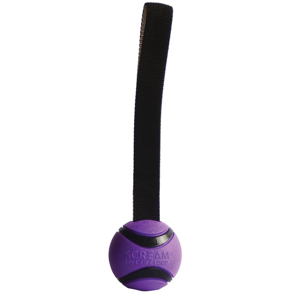 Scream Dog Toy Elite Ball Tug Loud Purple & Black - Large