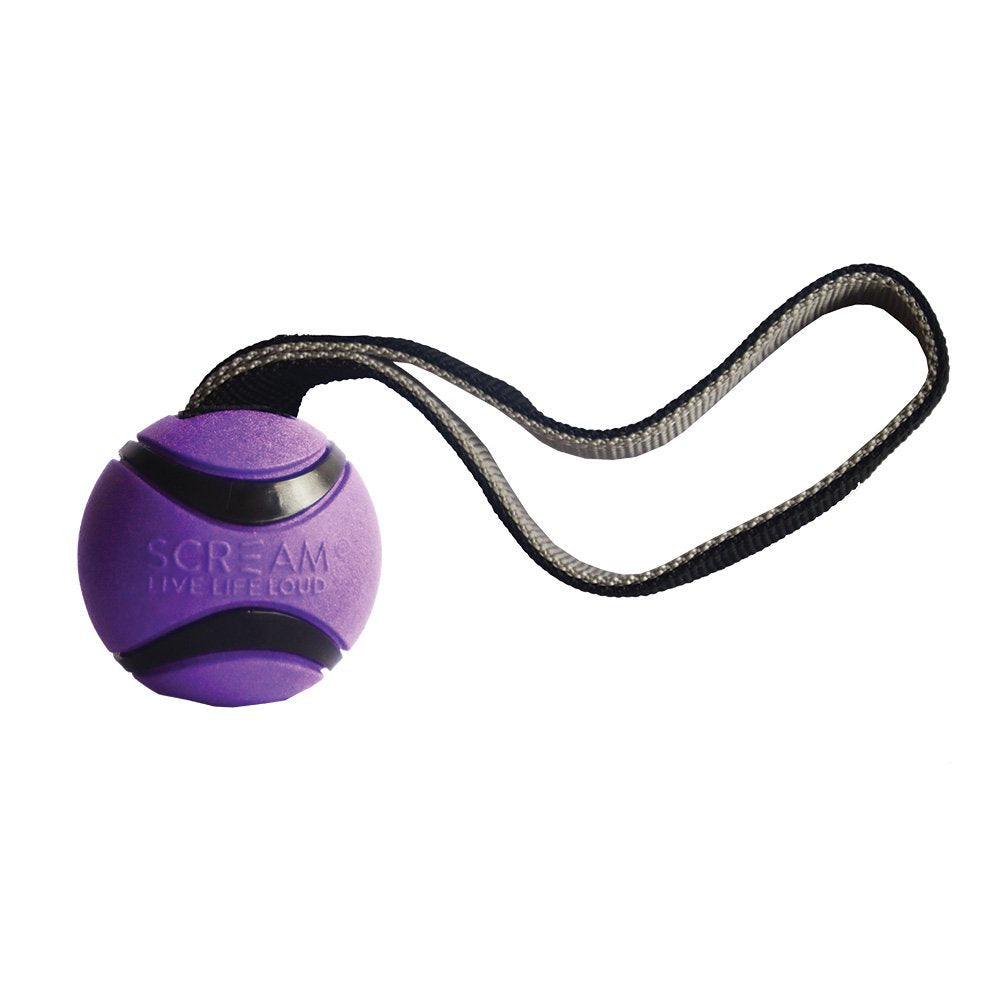 Scream Dog Toy Elite Ball Tug Loud Purple & Black - Large