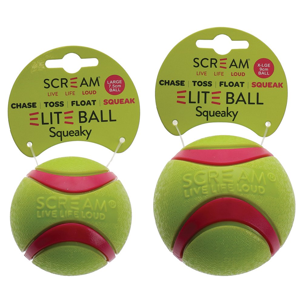 Scream Elite Ball Squeaky Loud Green & Pink 1pk - Large