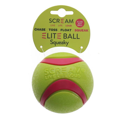 Scream Elite Ball Squeaky Loud Green & Pink 1pk - XLarge