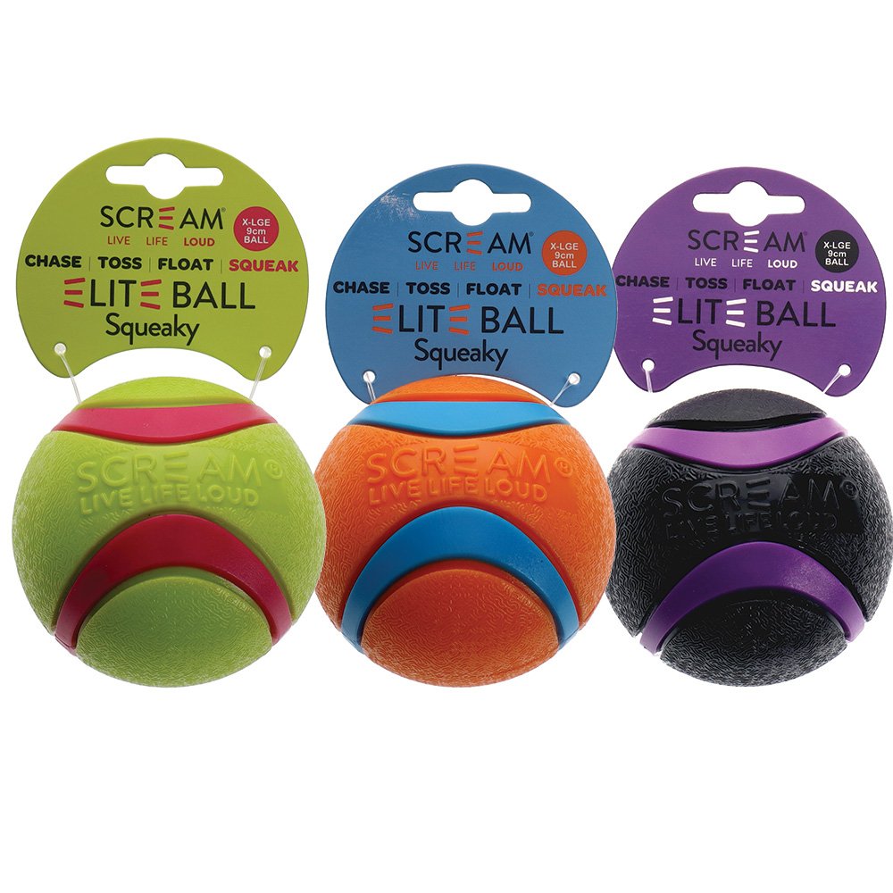 Scream Elite Ball Squeaky Loud Orange & Blue 1pk - XLarge