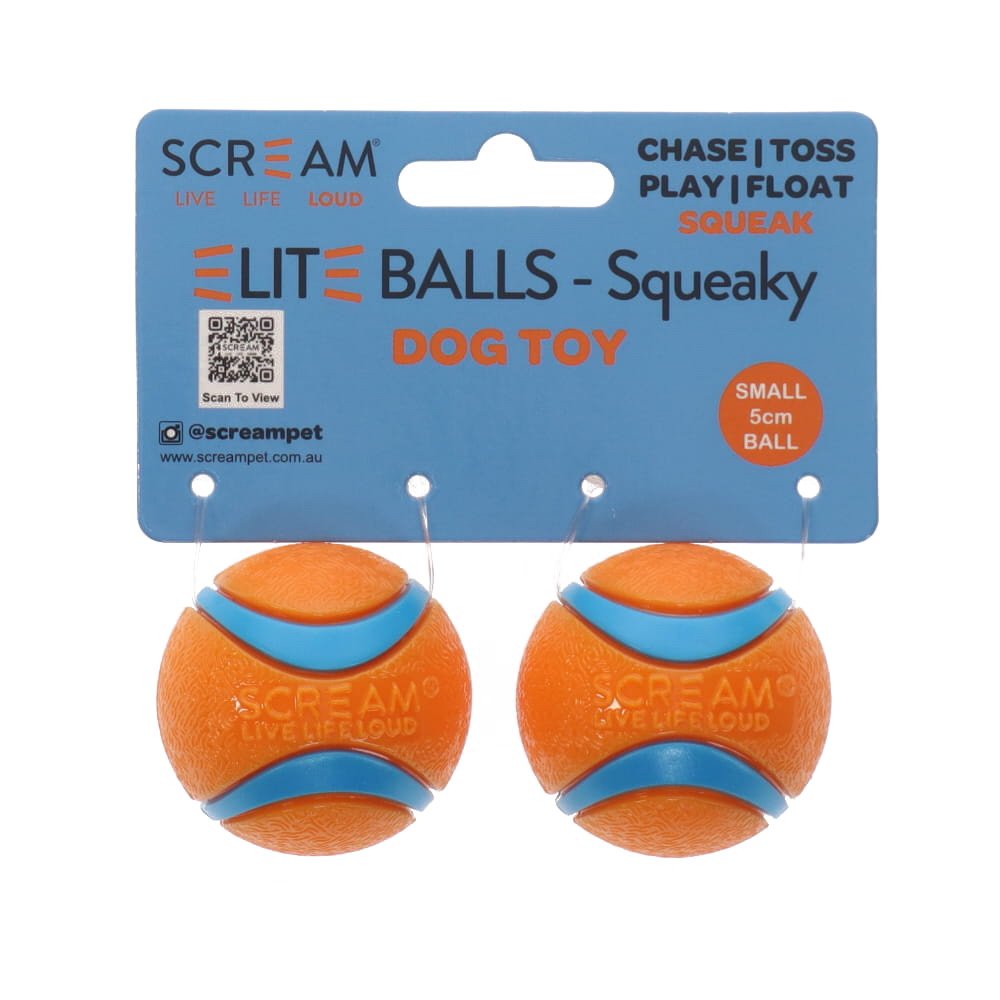 Scream Elite Ball Squeaky Loud Orange & Blue 2pk - Small