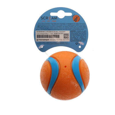 Scream Elite Ball Squeaky Loud Orange & Blue 1pk - Large