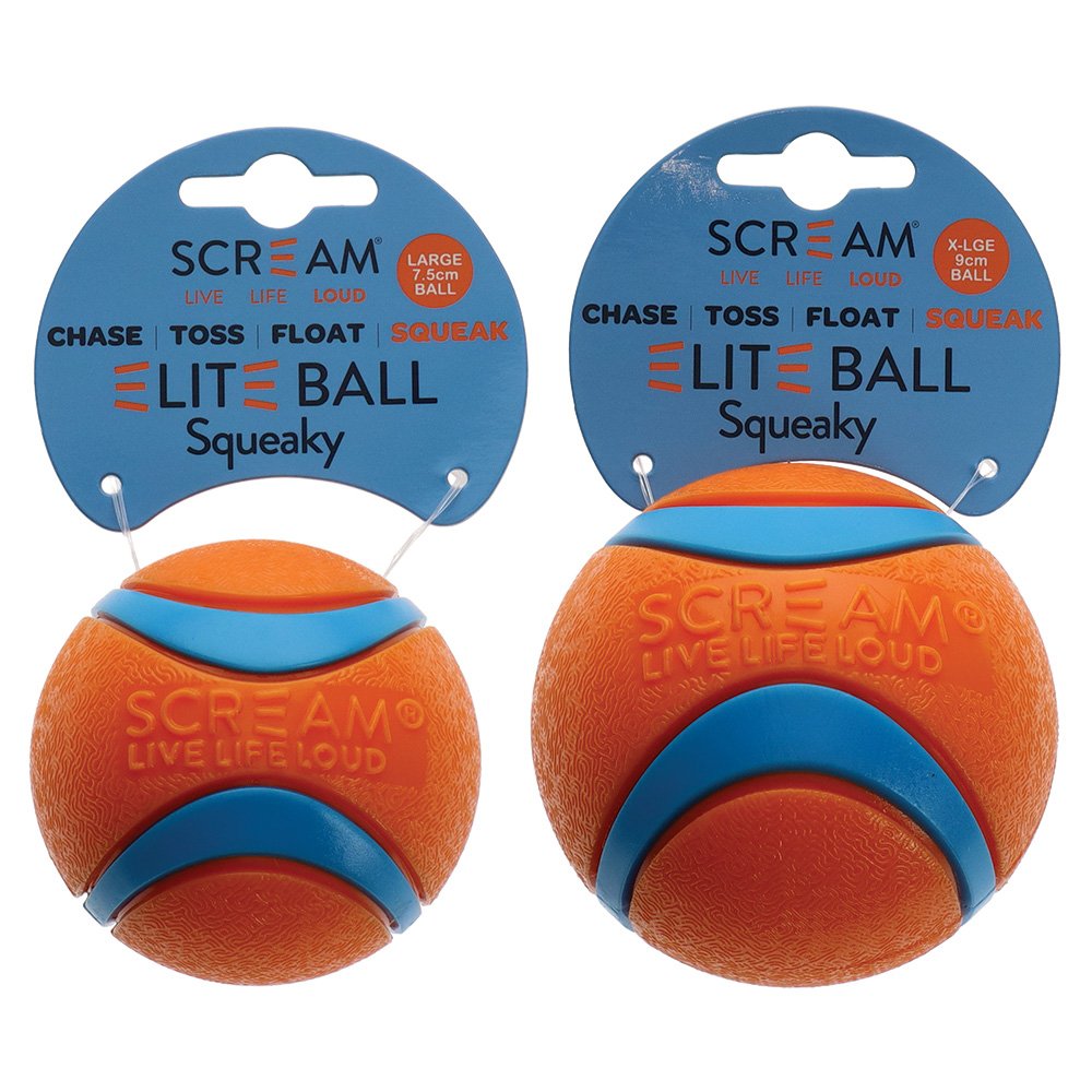 Scream Elite Ball Squeaky Loud Orange & Blue 1pk - Large