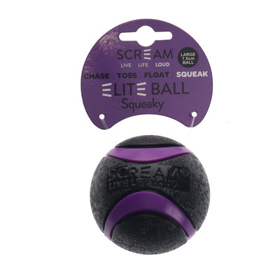 Scream Elite Ball Squeaky Loud Black & Purple 1pk - Large