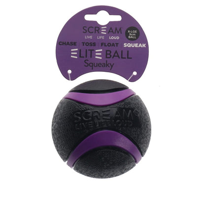 Scream Elite Ball Squeaky Loud Black & Purple 1pk - XLarge