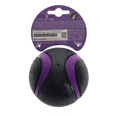 Scream Elite Ball Squeaky Loud Black & Purple 1pk - XLarge