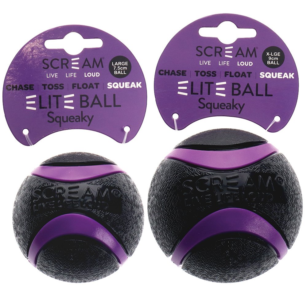 Scream Elite Ball Squeaky Loud Black & Purple 1pk - XLarge