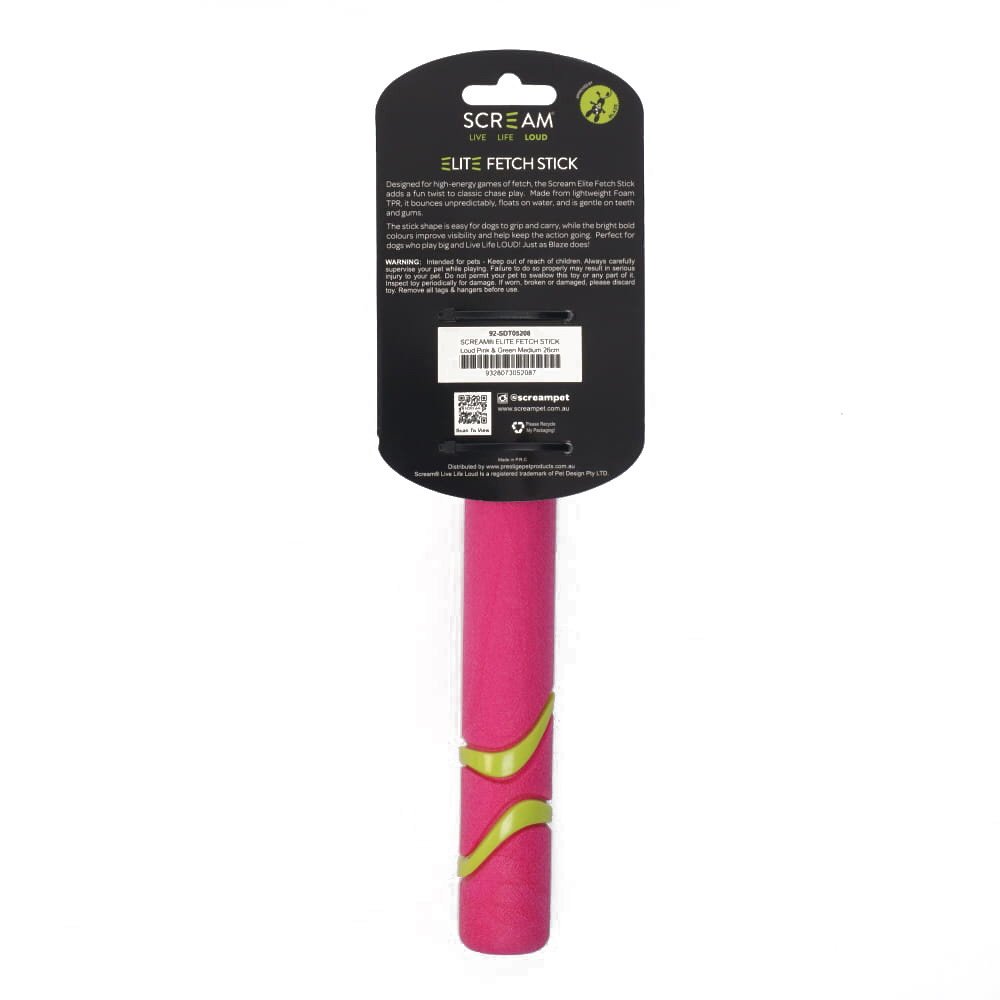 Scream Elite Fetch Stick Loud Pink & Green - Medium