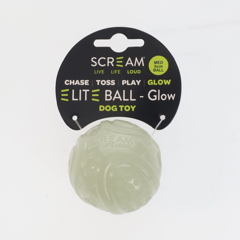 Scream Dog Toy Elite Ball Glow 2pk - Medium