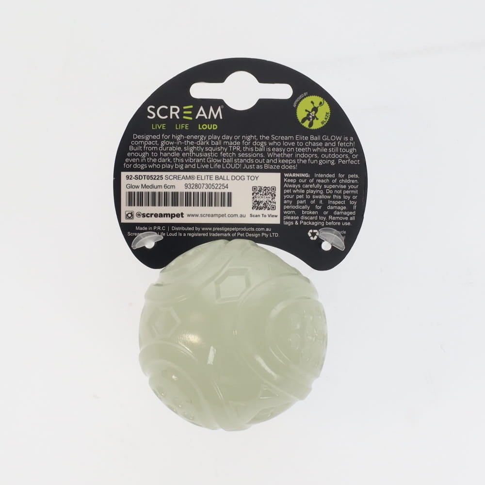 Scream Dog Toy Elite Ball Glow 2pk - Medium
