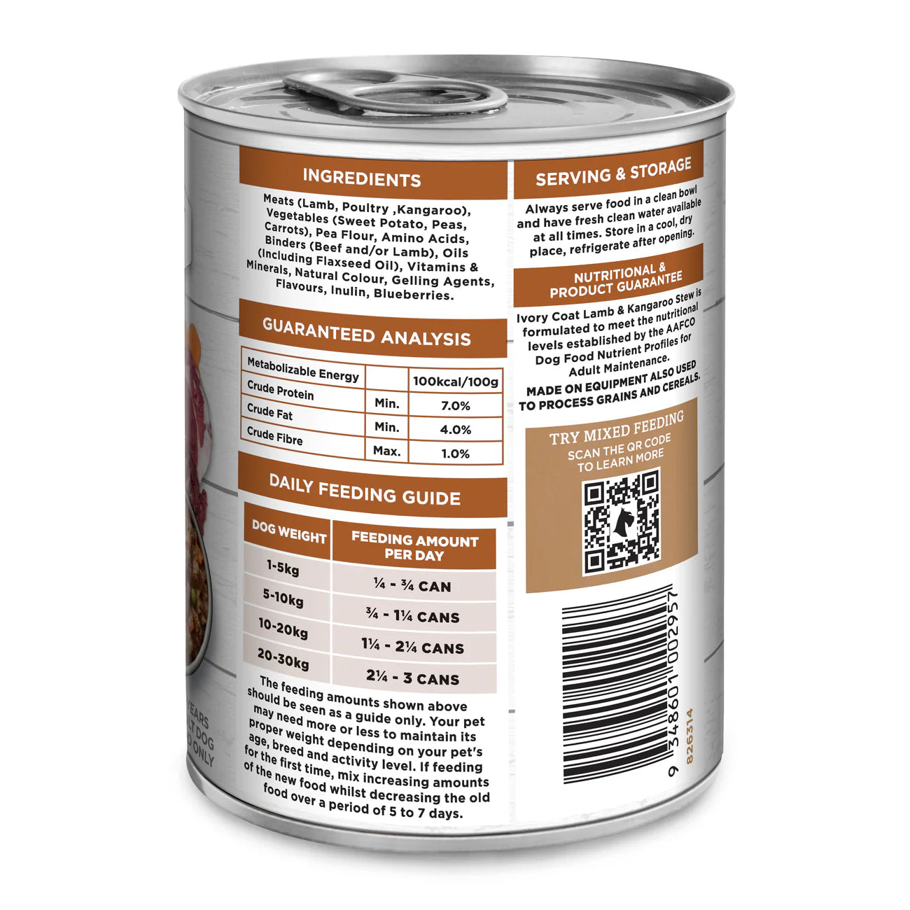 IVORY COAT - Grain Free Adult Wet Dog Food Lamb & Kangaroo Stew