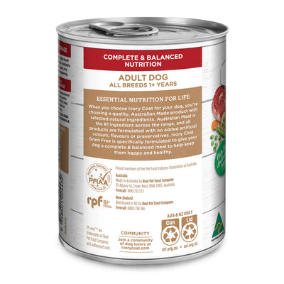 IVORY COAT - Grain Free Adult Wet Dog Food Beef Stew