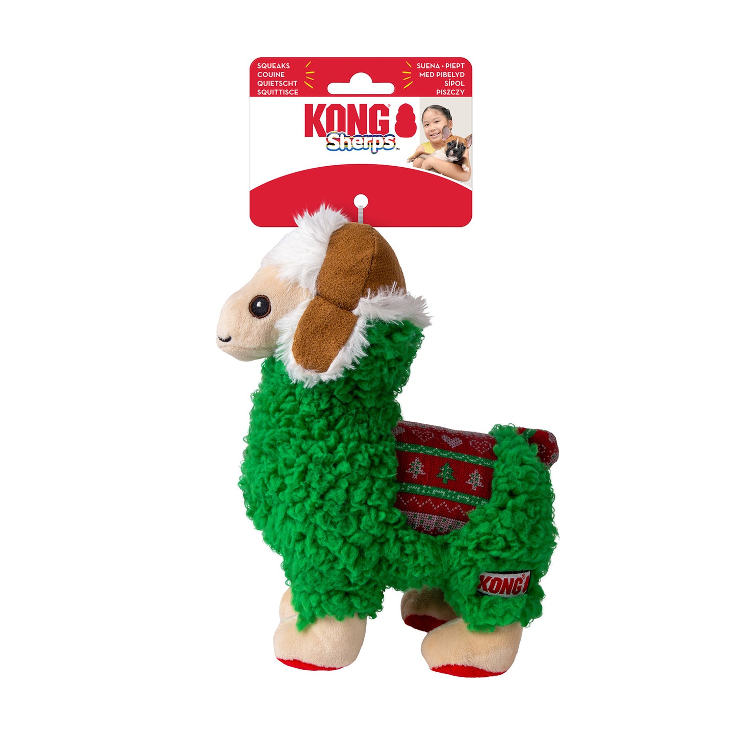 KONG Squeaky Dog Toy Holiday Sherps Llama Medium
