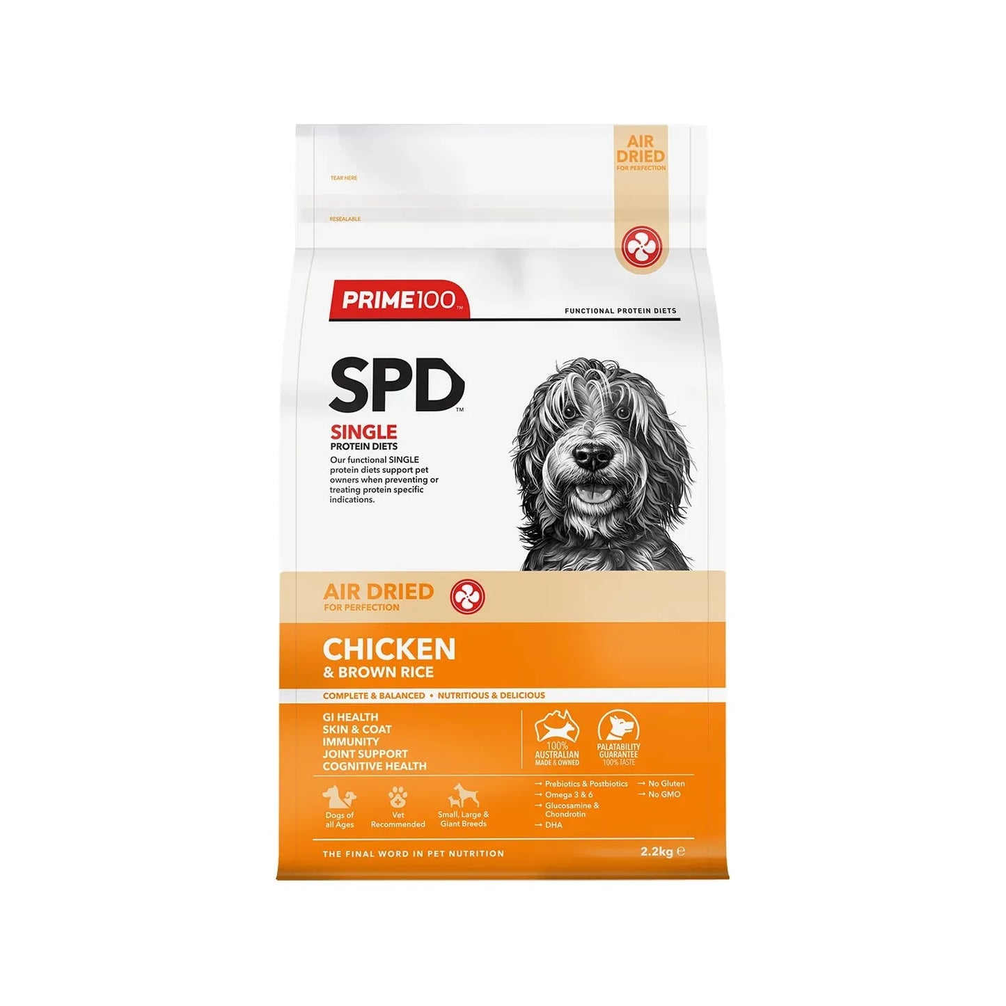 Prime100 Dog Dry Food - SPD™ Air Dried Chicken & Brown Rice