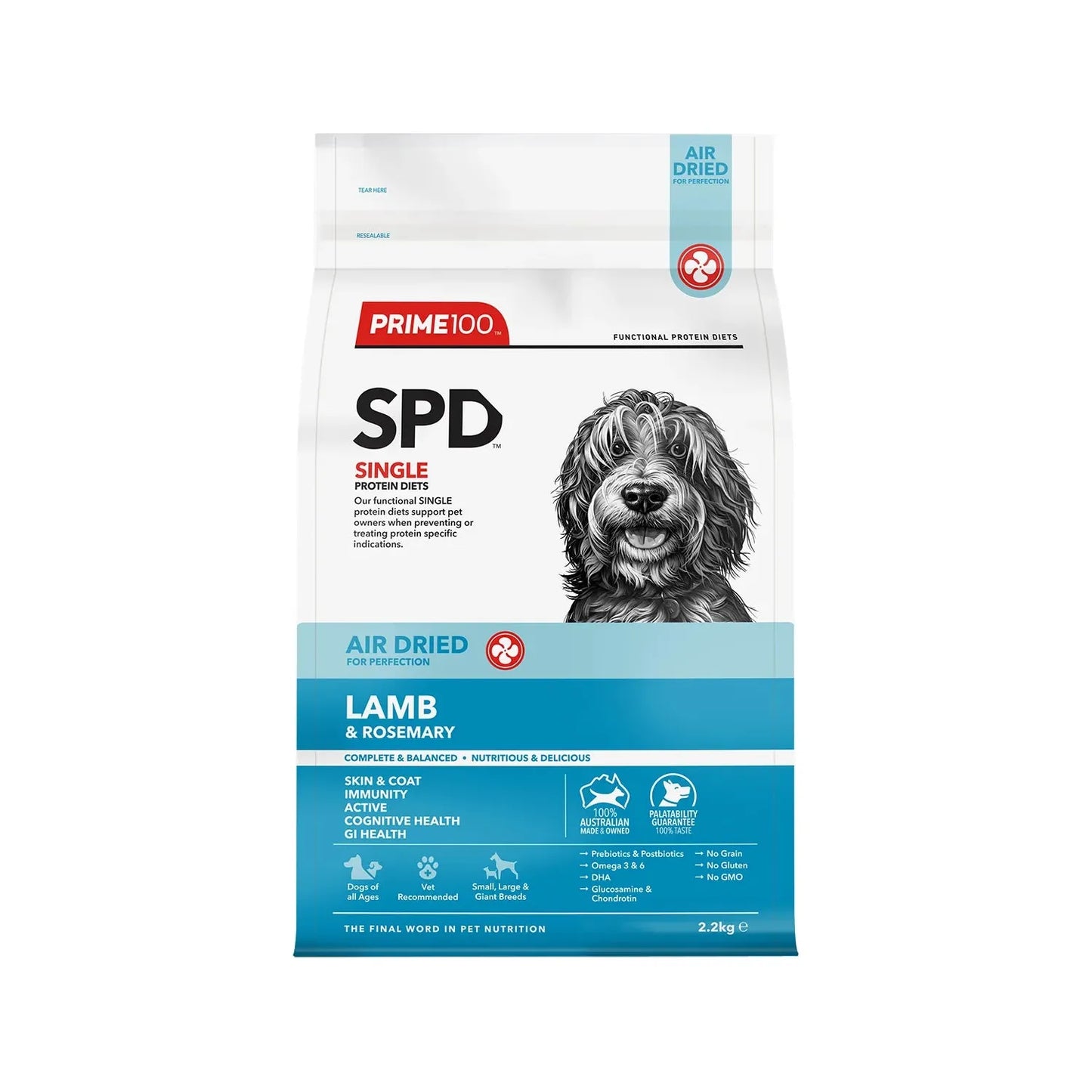 Prime100 Dog Dry Food - SPD™ Air Dried Lamb & Rosemary