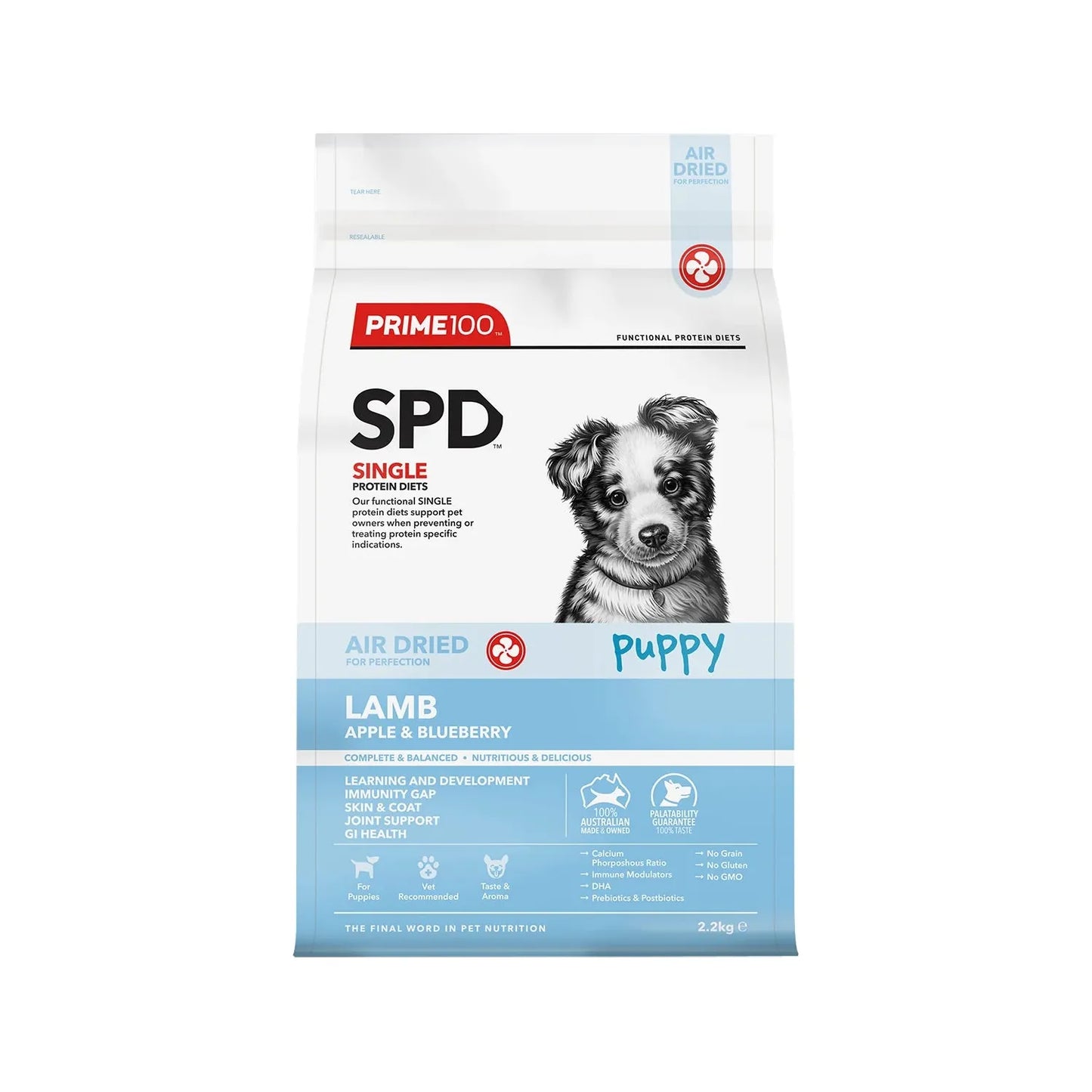 Prime100 Puppy Dry Food - SPD™ Air Dried Lamb, Apple & Blueberry