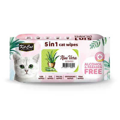 Kit Cat 5 in 1 Cat Wipes 80 Sheets - Aloe Vera