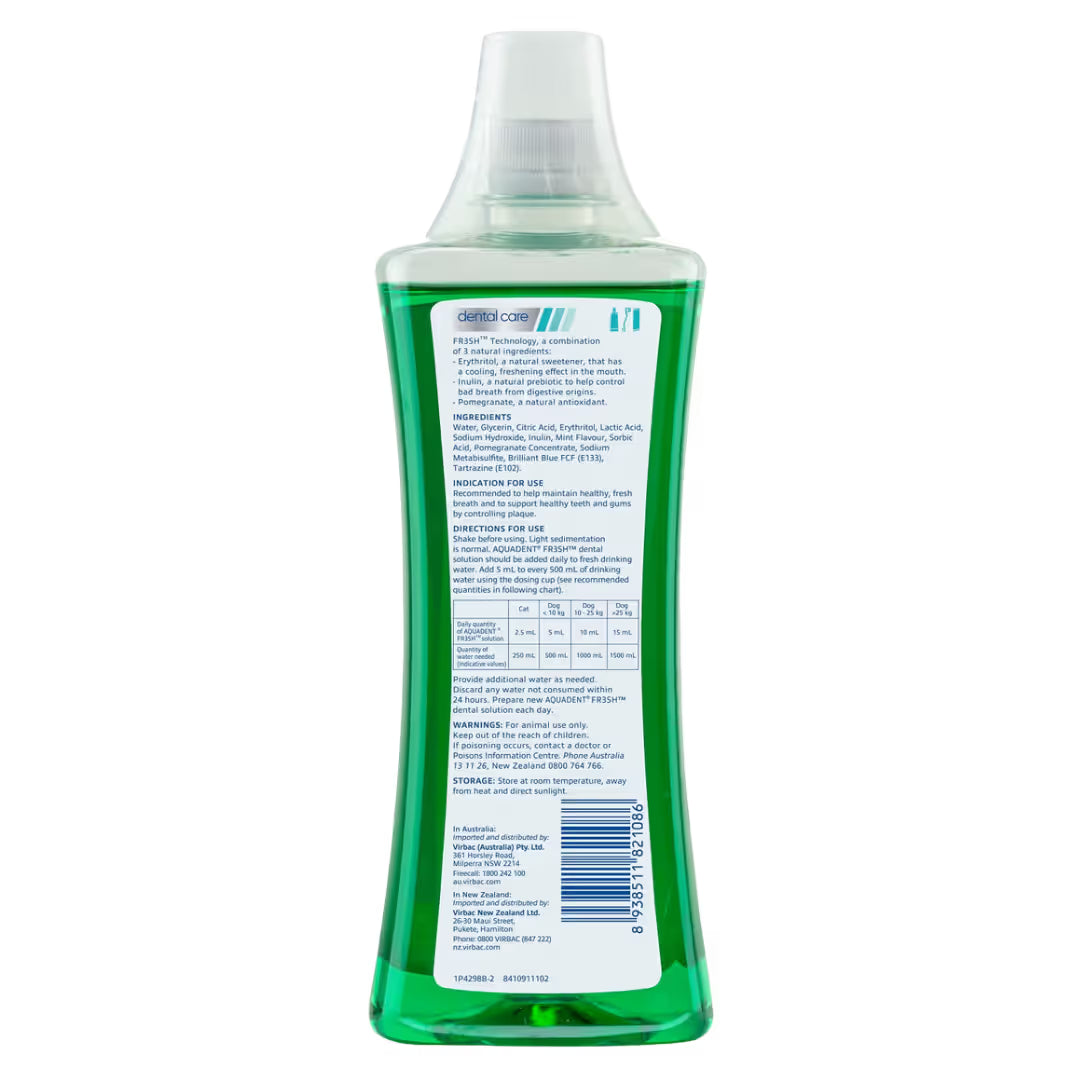 Aquadent Fresh Dental Water Additive for Dogs & Cats 500ml