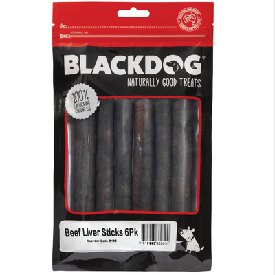 BLACKDOG Dog Treats Beef Liver Sticks 6Pk