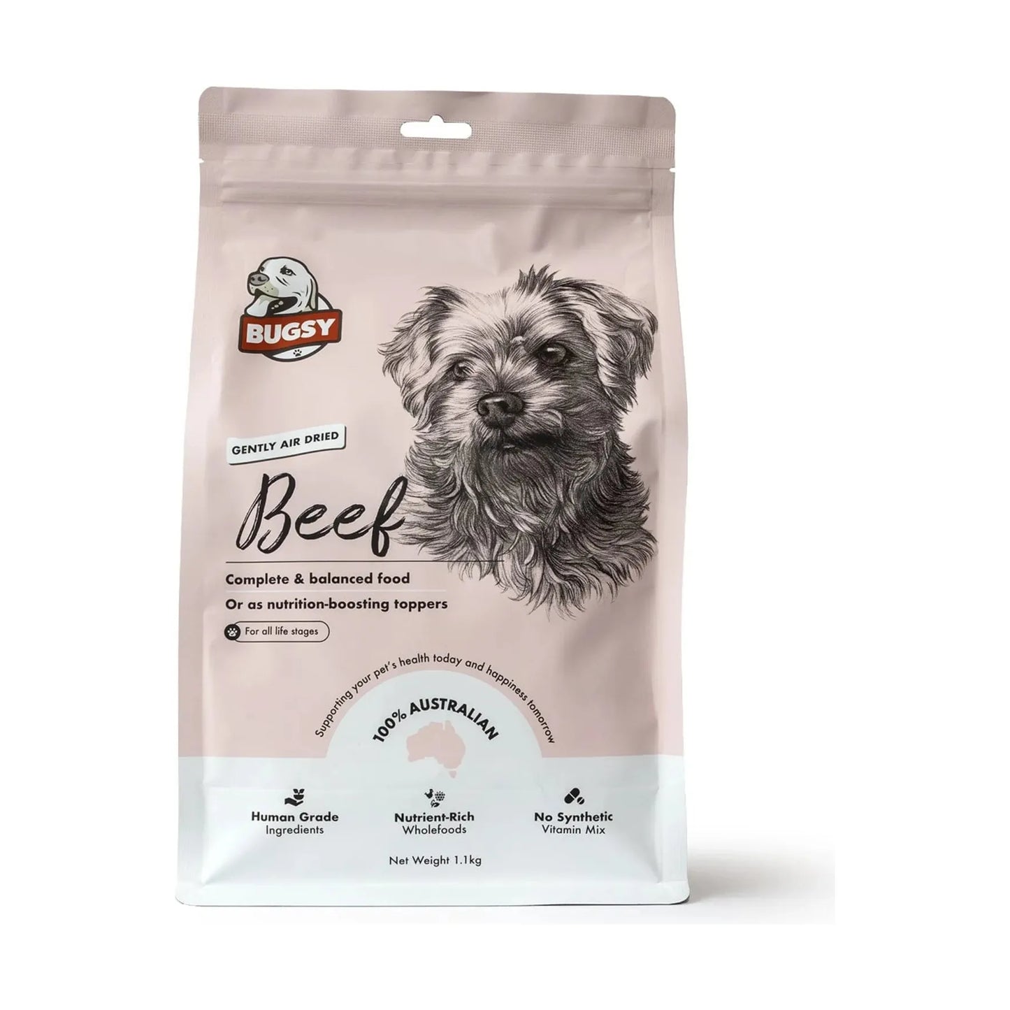 Bugsy's Air-Dried Dog Food Beef 1.1Kg