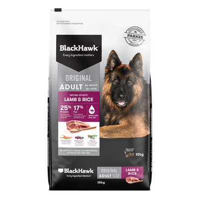 [Tiny Damage on Package] Black Hawk Adult Dog Dry Food Lamb And Rice 10kg