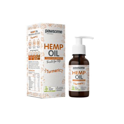 Pawsome Organics Certified Pet Supplements Hemp Oil and Turmeric 100ml