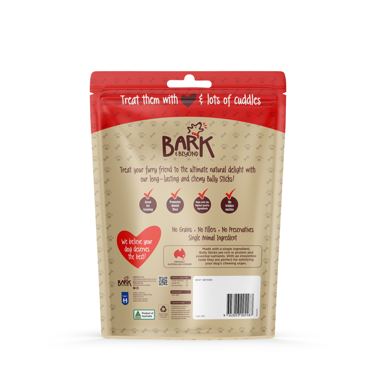 Bark & Beyond Dog Treats Bully Sticks 150g