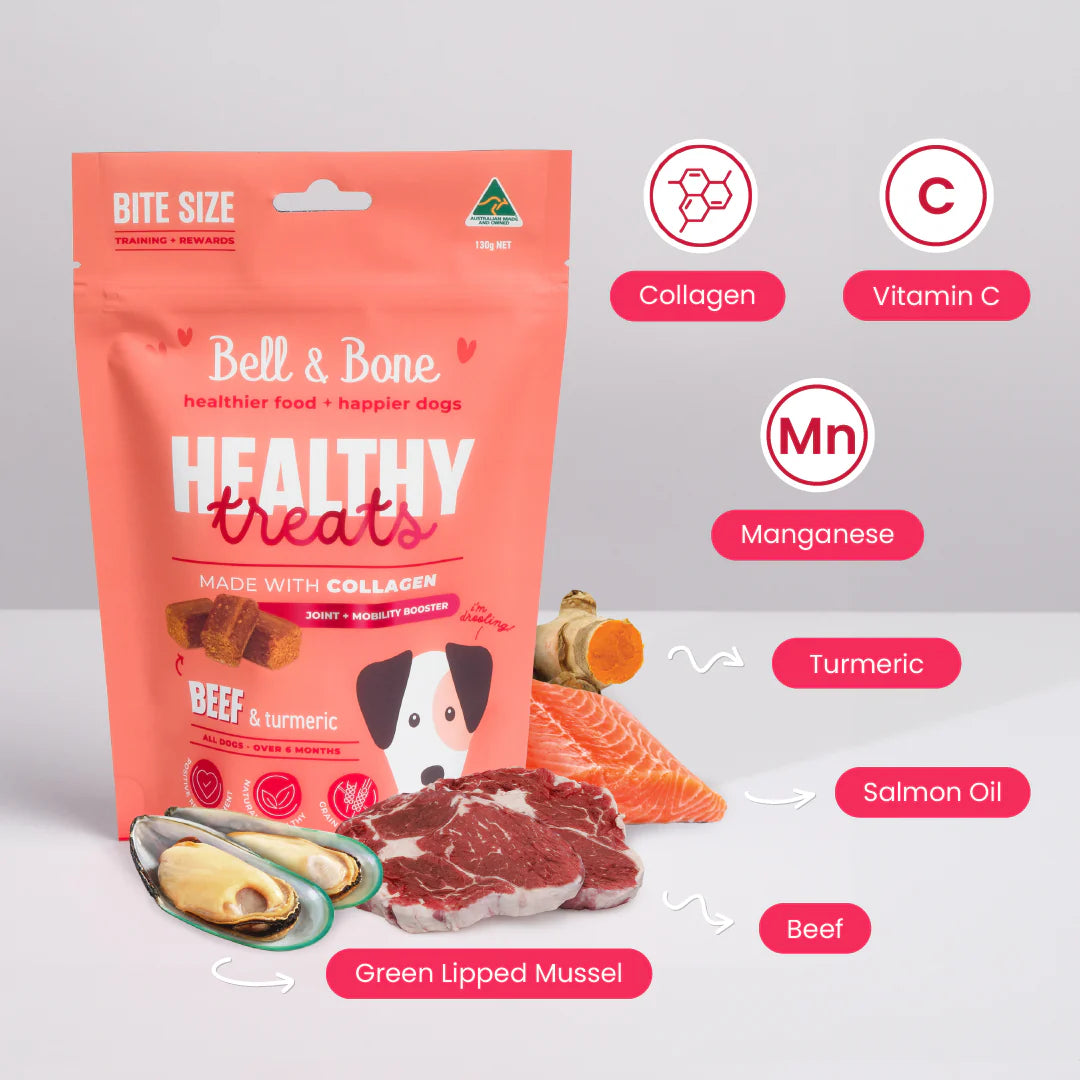 Bell and Bone Healthy Treats - Beef & Turmeric for joint and mobility booster
