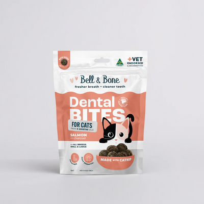 Bell and Bone Adult Cat Dental Bites - Salmon with Charcoal 80g