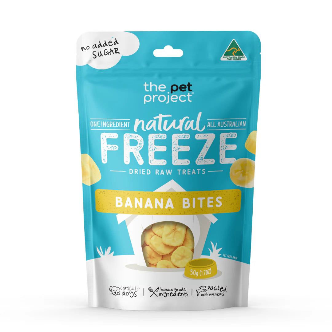 The Pet Projcet Dog Treats Freeze Dried Banana Bites 50g